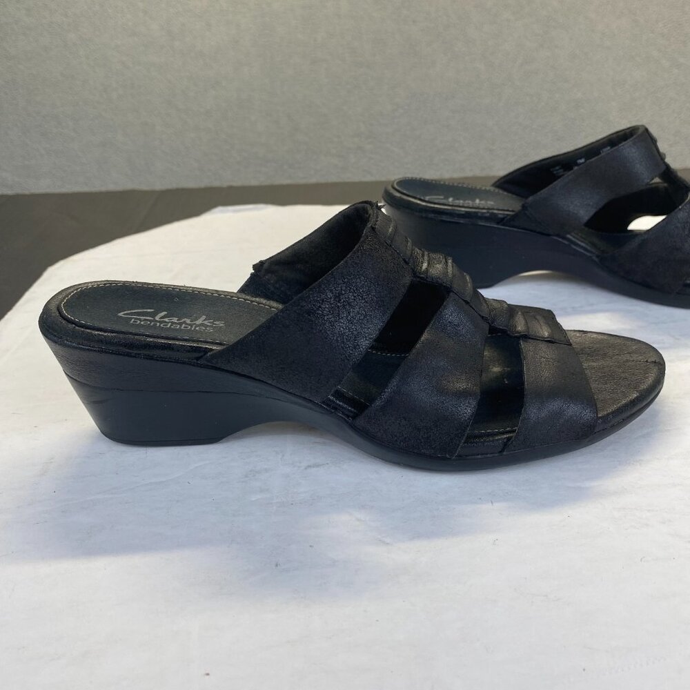 Clarks Women's Black Leather Sandals Size 7M,Comfort,Casual - Picture 13 of 16